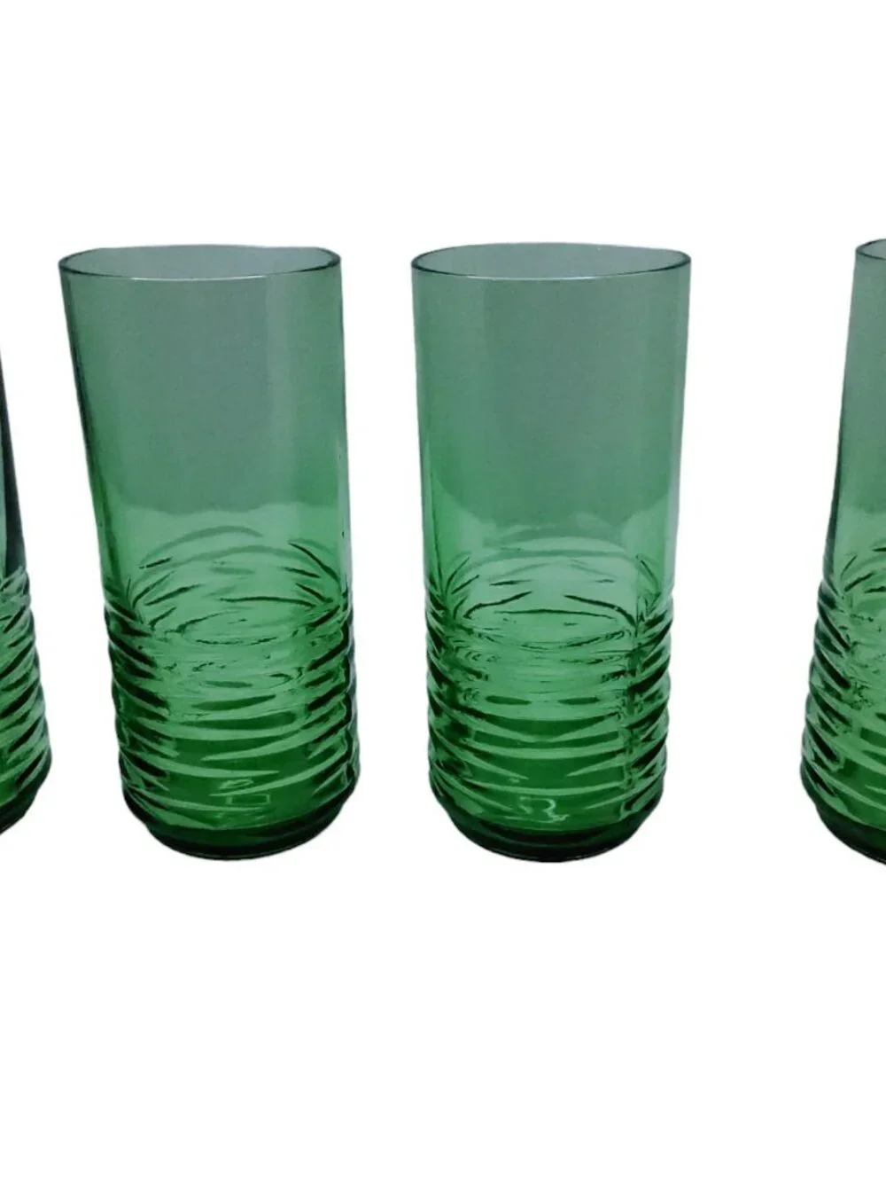 Vintage set of 4 Anchor Hocking sea moss green ribbed 8oz juice glasses
